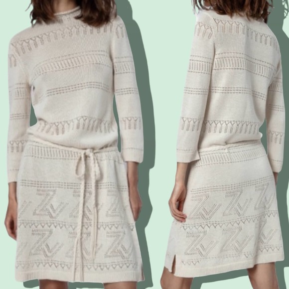 Zadig & Voltaire Cecily Monogram Long Sleeve Sweater Dress - Picture 1 of 10